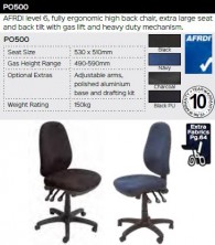 PO500 Chair Range And Specifications